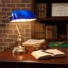 B·LED BARCELONA LED BARCELONA Lampada da banchiere a LED vintage E27 con paralume in vetro blu regolabile, base in metallo in ottone oro, retro nordico, moderna, lampada da tavolo per ufficio, camera da letto, soggiorno