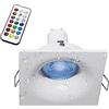 Planetitaly Faretto LED cromoterapia IP65 lampada GU10 6W 230V incasso 7cm RGB luce multicolore box doccia sauna (Quadrato, RGBW+6000K)