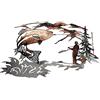 CREATCABIN Parete in Metallo Giardino Pesce Appendere A Parete Animali Pesca Montagne Alberi Fiumi Artigianato Umano Ornamento d'Arte Sagome Casa Interni Esterni Giardino Recinzione 12 x 8 Pollice