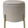 ECHTWERK Pouf Logan, con vano portaoggetti, Coperchio Rimovibile, Contenitore Rotondo, con Piedini in Legno, Adatto per Camera da Letto e Soggiorno, 40 x 40 x 40 cm, Fino a 150 kg, Crema