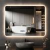 Hondony Specchio Bagno con Luce, rettangolare 60×80 cm, con interruttore a doppio tocco, montaggio a parete, vanity, luce dimmerabile in 3 colori,anti-appannamento