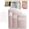 Knubbuf Borsa porta abiti salvaspazio con cerniera autocompressiva, organizer per armadio e contenitore per piumini, sacchetti porta abiti antipolvere, sacchetti a compressione (Rosa, M+L+XL)