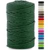 Netuno 1x corda macramè colorata verde bottiglia 5 mm 200 m filo macrame corda di cotone filato di cotone cordoncino corda per lavori uncinetto ferri da maglia gomitolo macramè cordino macramè