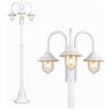 Dopa Lampione da giardino esterno (3 luci E27) con lanterna classica stile moderno, lampioni IP54 elegante palo luce Lampada esterni policarbonato 210 cm max 60W (Bianco)