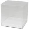 PuntoCasaStore Scatole Bomboniere Trasparenti PET PVC Pieghevoli con Fondo Cartoncino Bianco Contenitore Regalo Portaconfetti Plastica Astuccio Esposizione Multiuso (10x10x8 + Fondo Bianco 10x10x1, 10 PZ)