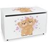 Leomark contenitore portagiochi in legno, panca su ruote 71x40x46 cm(A) 91L, scatola con coperchio, mobili per camera da letto e asili, scuole, uffici, cassapanca per bambini, stampa UV - Orsi