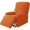 WJHDWYD Elastico 4-Pezzo Copripoltrona Relax Reclinabile 1 Posto, Morbido Jacquard Tessuto Copripoltrona Relax Reclinabile Elettrica Con Tasche(Arancia,1 posto)
