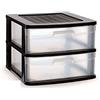 Acan Tradineur - Cassettiera senza 2 cassetti, in plastica nera, 40 x 39 x 33,5 cm, torre di archiviazione, cassetti opachi, organizer multiuso, per camera da letto, bagno, ufficio
