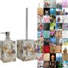 Sanilo Set di accessori per il bagno, dispenser di sapone e scopino WC, materiale di alta qualita, che attira l'attenzione in ogni bagno (Marmo Marrone)