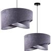 Light Home LH Light-Home Milano Lampadario a Sospensione - Lampadario Industriale per Soggiorno Camera da Letto e Cucina - Lampade a Sospensione in Metallo e con Paralume di Velluto - Grigio scuro e Argento