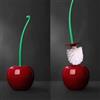 Starnearby Scopino e Portascopino WC a Forma di Ciliegia Rossa, Spazzolone Bagno WC, Scopino WC con Supporto, Scopino per WC con Manico Lungo, Scovolino WC Strumento per Pulizia Toilette