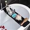 Rurunklee Vassoio portaoggetti per vasca da bagno, mensola espandibile per vasca da bagno, portaoggetti regolabile in plastica, vassoio da bagno, per vasca e gadget da bagno