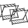 HOMASIS 2 Portavaligie Pieghevole, 2 Sgabelli Reggivaligia in Metallo, Supporto per Valigie e Borsoni con Mensola, Portascarpe, Porta Valigie da Camera Hotel, 68 x 43 x 56 (2 Nero)