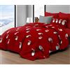 Tex family Copripiumino Elfi Natale Rosso - Set Letto Invernale 100% Cotone - Fantasia Natalizia Calda e Accogliente - Matrimoniale - 255x200 Cm.
