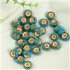 Blausky 50 perline rotonde in ceramica da 15 mm, con foro grande da 6 mm per infilare, perline colorate per gioielli fai da te, colore verde blu