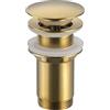 Balneo Tappo Pop Up in Ottone Universale - Valvola per Lavabo 66mm x G1 1/4 - Senza Troppopieno - 4 Guarnizioni, Clic C - Oro