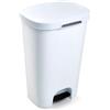 Acan Tradineur - Pattumiera a pedale, in plastica, contenitore per rifiuti, capacità 50 litri, 63,5 x 41 x 36 cm, colore: bianco