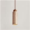 LIGINOK Lampada a Sospensione in Travertino Giallo, Lampadario Creativo, Sospensione Vintage E27, Lampada da Soffitto a Tubo Tondo, Lampada a Sospensione per Decorazione, Lampada da Comodino