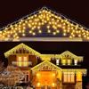 Salone Negozio Online Luci di Natale 4 x 0,60 Metri Cascata Luminosa LED per Interni ed Esterni (Bianco Caldo)