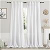 Nanspring Tende in lino bianco lunghe 254 cm per camera da letto, con linguetta posteriore, filtraggio della luce, privacy, tende bianche velate moderne in stile rustico con decorazione costiera in cotone