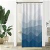 Xiaoterna Tenda da doccia blu moderna concisa Estetica astratta contemporanea Tenda da bagno impermeabile 3D Ombra bianca Linee geometriche Decorazione del bagno resistente alla muffa 90x180cm