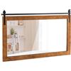 LIFEZEAL Specchio da Parete Rettangolare, 100x66cm, Cornice in Legno Massello, Antisplosione, Alta Definizione, Decorativo, Ingresso, Salotto, Camera da Letto, Bagno, Appendere a Muro (marrone)