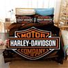 NICHIYO Harley Davidson Motorcycle, set copripiumino e federa, in microfibra, con stampa digitale 3D, set da 3 pezzi (19, letto singolo 135 x 200 cm)