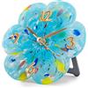 MurArt Orologio da Tavolo in Vetro di Murano realizzato a mano con una Forma di Fiore e misure 15x15 cm Made in Italy (1, Azzurro)