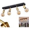 hofstein Lampada a soffitto Tulla, lampada a soffitto in metallo in neroottone, lampada da camera moderna a 4 luci, le teste delle lampade possono essere ruotate e orientate, 4 x E27, senza lampadinae