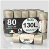 G.M. DISTRIBUZIONE GM 80 Sacchi Ambra Trasparenti Grandi Resistenti misura 90x120 cm in Plastica HDPE, 130 litri, Sacchetti indifferenziata, Buste spazzatura, Bustoni immondizia condominiali, 8 Rotoli da 10 Buste