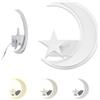 MAKA change your life quality MAKA Applique LED Moderna 11W 550 Lumen, Luce Calda, Naturale e Fredda, Lampada da Parete a Muro Stella Luna Moderna, Applique Decorativa per Stanza dei Bambini Camera da Letto (Stella Luna)