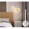 TOT ELECTRIC Applique da parete led 13w lineare verticale orientabile bianco oro moderno lampada luce fredda naturale (Oro - Luce Naturale)