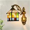 XINYASEE Lampada Da Parete in stile rustico,E27Mediterranea Applique Da Parete, Paralume in Vetro Vintage Illuminazione Da Parete per Camera Da Letto Soggiorno Corridoio,Ristorante,Loft,caffè (A)