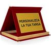 ATS Incisione Targhe & Timbri Targa Personalizzata con Astuccio in Velluto - Regalo per Premi, Laurea, Matrimonio - Made in Italy (Rosso con bordino in legno - Targa Oro (28×23 cm))