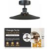 LEDSone Lampada da soffitto E27 con montaggio semi-incassato, 22 cm, paralume piatto conico, facile da montare, antiruggine, in metallo, stile vintage, per cucina, soggiorno, camera da letto, sala da