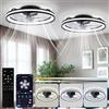 Daromigo Ventilatore da Soffitto con Luce, 2x50cm Dimmerabile LED Plafoniere con Telecomando e APP, 3 Colori 6 Velocità Silenzioso Lampadario con Ventilatore da soffitto con Lampada