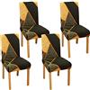 JMYDecor Coprisedie con Schienale, 4 pezzi Coprisedia Elastico per Coprisedie Sala da Pranzo Rivestimento Sfoderabile, Fodere Sedie con Schienale Copertura protettiva per sedie (oro, 4)