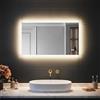 SIRHONA Specchio da Bagno 60x100cm con Illuminazione a LED, Specchio a Parete con Interruttore a Sfioramento con Specchio Parete con Accessori