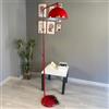 bamyum Gorkiede Lampada da Terra in Metallo per Soggiorno, Camera da Letto, Camera dei Bambini con Attacco E27, Larghezza 30 cm, Paralume Regolabile Rosso