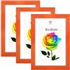 MG Design Set da 3 cornici portafoto 15 x 23 cm - Cornici in legno Arancione con vetri acrilici infrangibili, verticale e orizzontale, da appendere e da appoggiare