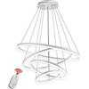 BEHWU Moderna Lampada a Sospensione a LED Anelli Lampada a Sospensione Altezza Regolabile Lampadario a Soffitto Moderno Dimmerabile 3000k-6000k con Telecomando per Soggiorno Camera da Letto Sala da Pr