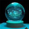 HADAVAKA K9 Crystal 3D Solar System Ball, Crystal Ball Multicolor Night Light Decor Crafts, with LED Base, 6/8Cm Planet Model, Cool Desk Galaxy Decor, Home Decorative Day Gifts (6CM,Sun)