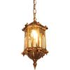 Queeucaer - Lampada a sospensione in stile antico, impermeabile, per esterni, con paralume in vetro, decorativa, ideale per terrazza, giardino, cortile, balcone, villa. Colore bronzo (senza lampadina)
