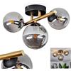 HOFSTEIN Plafoniera Chehalis, lampada da soffitto in metallo/vetro nero/oro/fumo, design retrò/vintage con ombrelli in vetro (Ø 10 & 12 cm), 3 LED G9, senza lampadina