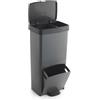 SP Berner - Cestino per la raccolta differenziata da 70 litri con pedale - 3 scomparti (30 litri + 10 litri + 30 litri) - 100% plastica riciclabile - Grigio antracite
