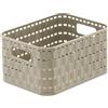Rotho Country Cestino di Stoccaggio in Rattan-Look, Plastica (PP) senza BPA, Beige (Cappuccino), A6/2 L, 18.3 x 13.7 x 9.8 cm