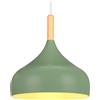 iDEGU Lampadario a Sospensione Retrò 24cm Lampada a Soffitto in Legna Metallo Moderna LED Lampada a Sospensione Stile Scandinavo Plafoniera per Soggiorno Sala da Pranzo Camera da Letto (Verde Oliva)