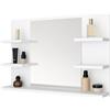 FreshYou Specchio da bagno con 5 ripiani, sospeso, specchio per corridoio, camera da letto, bagno, bianco 80X50 cm