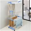 LANTUS Stendino Verticale XXL salvaspazio su 3 Livelli e con 2 Ali Laterali richiudibile - stendibiancheria asciugabiancheria per Interno della casa o Esterno,75*64*170 cm (blu e bianco)