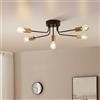 lux.pro Lampada da Soffitto Moderna con 5 Bracci in Metallo Nero con Attacchi Ottone 5x E27 max.60W Lampadario Senza Paralume Design Industriale